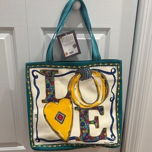 Brighton Love Tote Bag - Teal and Yellow